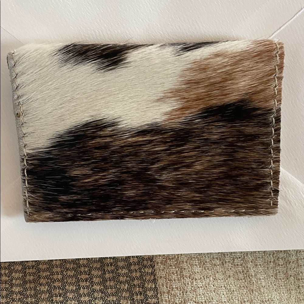 Cowhide Key & Card Holder - Brown and White